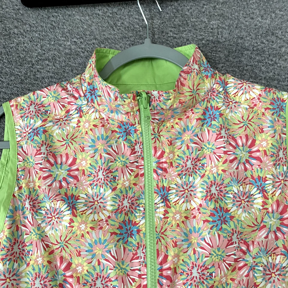 Peter Millar Women's Size Medium E4 Wind Floral Full Zip Polyester Golf Vest Foto 3 de 4