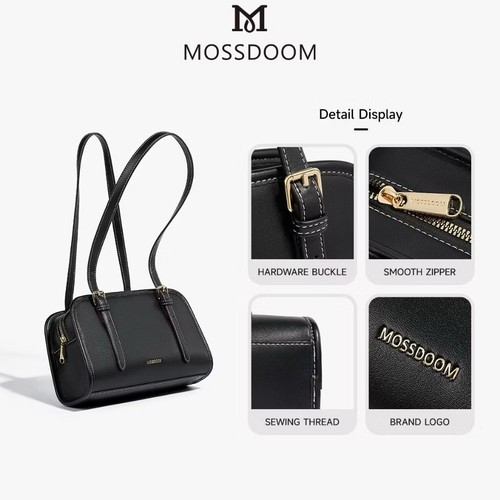 MOSSDOOM Schultertasche schlichte Tasche Damen kompakt stylisch hohe Kapazität schwarz - Bild 4 von 7