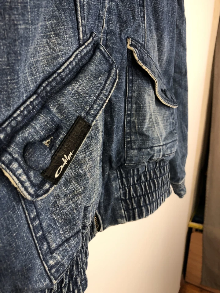 OAKLEY Denim Jacket Zip Hooded size S Blue - Image 4 of 4