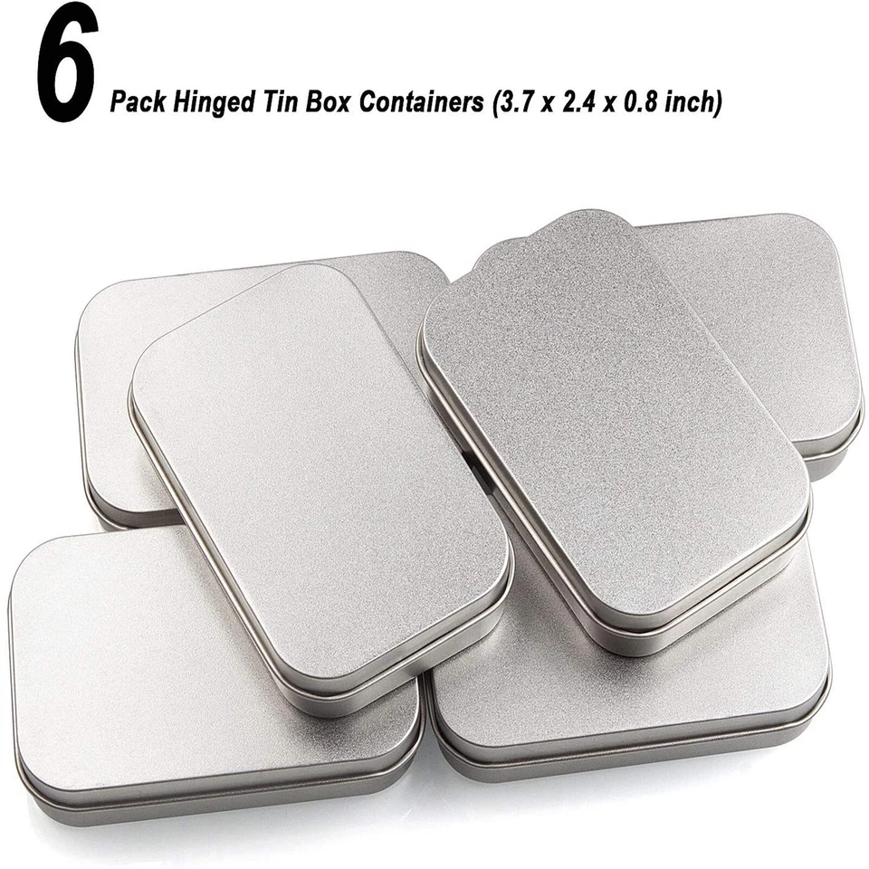 6-60X Metal Hinged Tin Box Container Blank Portable Small Storage Container Case - image 4 of 4