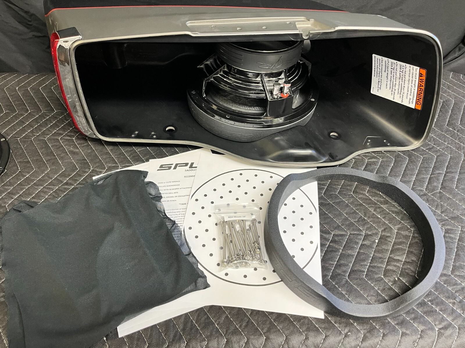 10" Harley Saddlebag MID-MOUNT Speaker Ring Adapters w/CLOTH 2014-2023