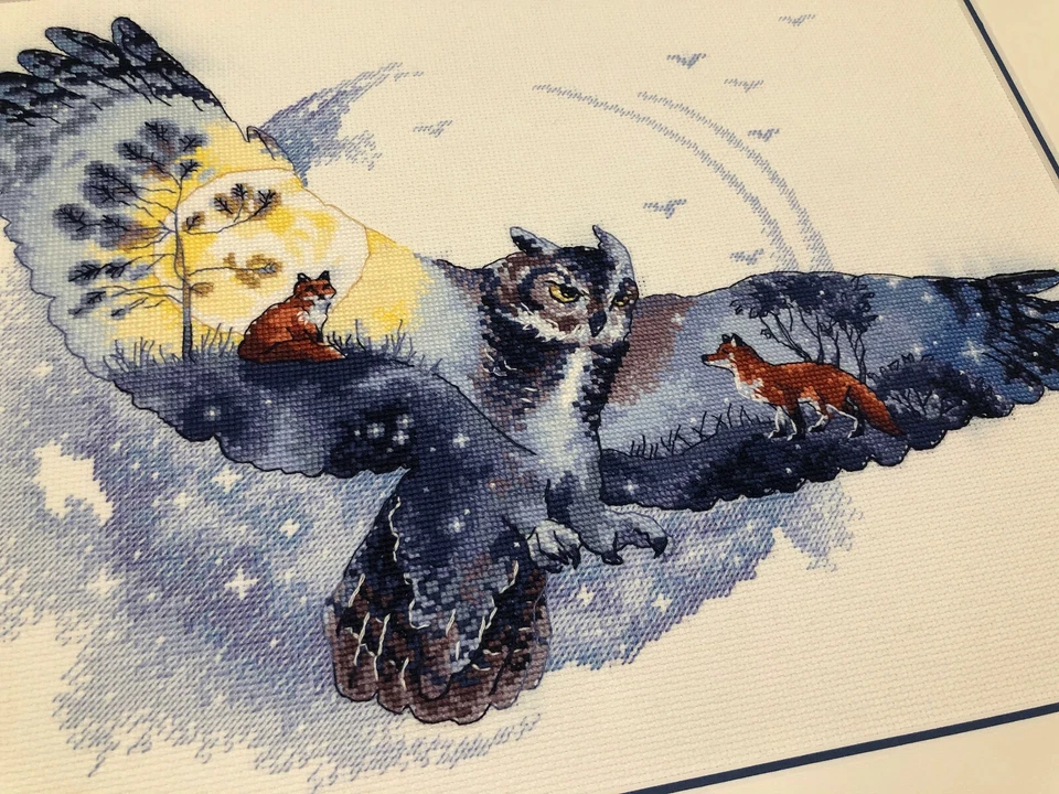 Kit de punto de cruz contado RIOLIS 1954 en el bosque nocturno - Búho místico en la noche Foto 4 de 4