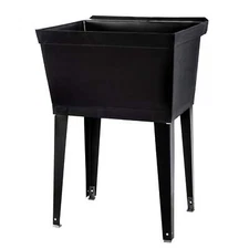 Tehila Utility Sink with Black Legs and P-Trap Kit 19 Gallon - Black