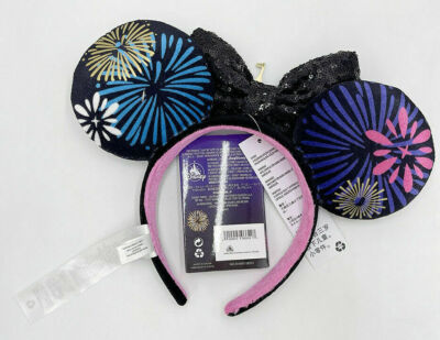 Disney Fireworks Ears Minnie Mouse Main Attraction Black Bow Rhinestone Castle Fireworks Ears Minnie Mouse The Main Attraction Black Bow  main image 4