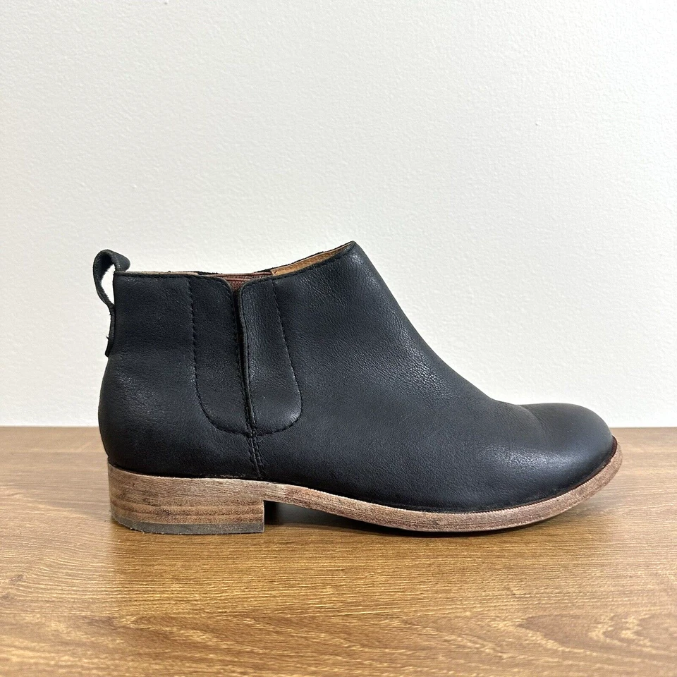 Botas Kork-Ease Botines Velma 6.5 M Cuero Negro Sin Cordones Chelsea Tobillo 1" Tacón Foto 2 de 4
