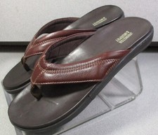 258573 FTS50 BRANSON MENS SHOE 10 M BROWN LEATHER THONG SANDAL JOHNSTON MURPHY