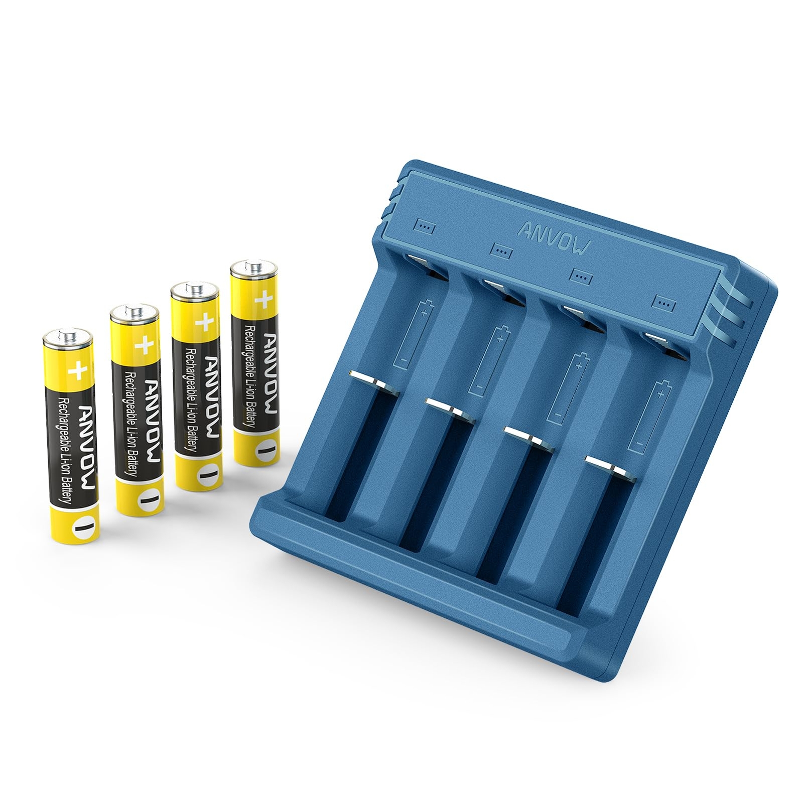 Rechargeable AAA Lithium Batteries with Charger ANVOW 4 Pack Constant 1.5V Tr...