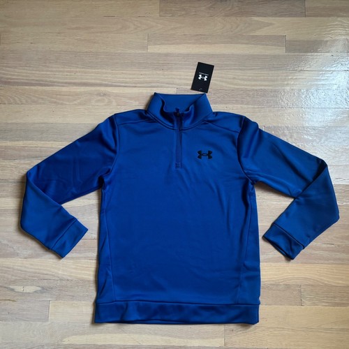 Boys blue under armour logo quarter zip sweatshirt size medium nwt