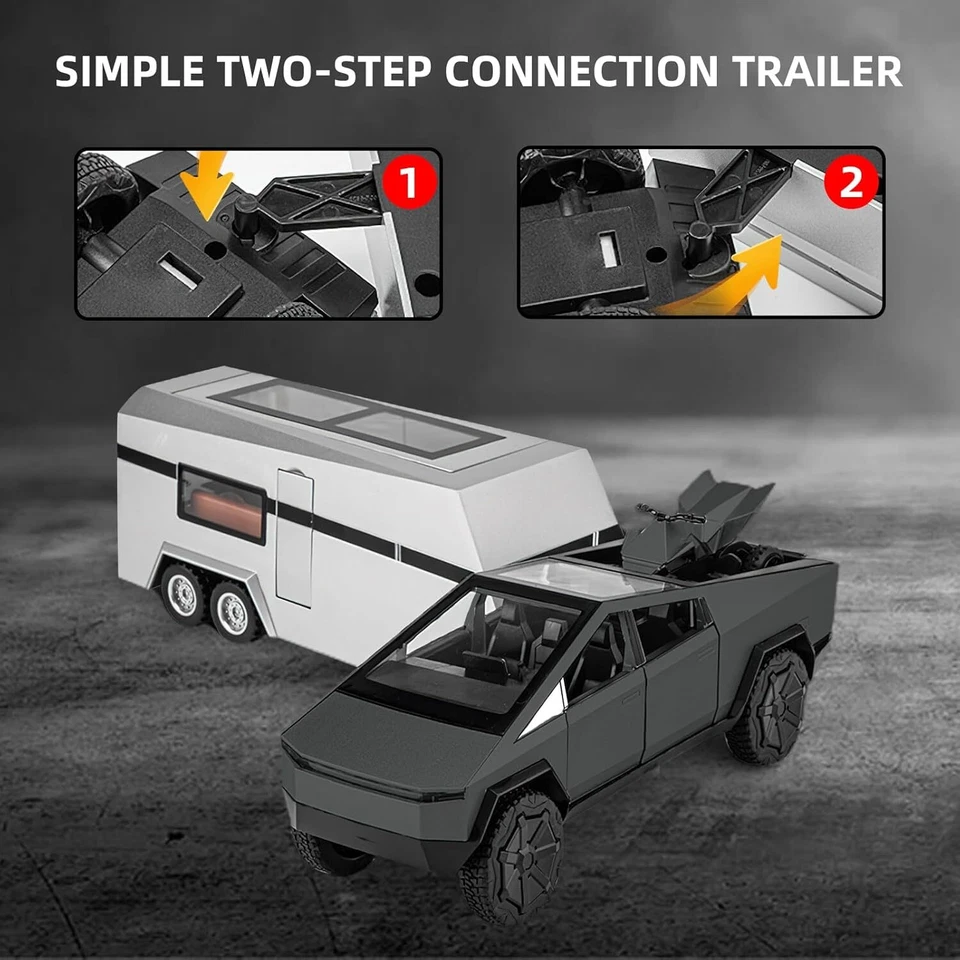 Casa rodante Truck Plus 1:32 modelo cámper vehículo todoterreno aleación coche juguete con luz de sonido EE. UU. Foto 4 de 4