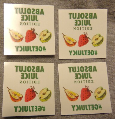 (4) Absolut Vodka - Juice - Get Lucky - Temporary Tattoos - NEW
