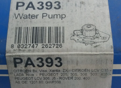 ビンテージ Water Pump GRAF PA393 Compatible With CITROEN BX-VISA-XANTIA-LADA