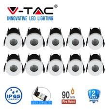 LED Fire Rated Downlight White 7W IP65 Daylight V-TAC Dimmable X 10