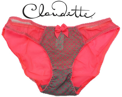 Claudette Dessous Women's Intimates Bikini Underwear Panty Hot Coral Polka Dot S