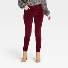 Women's High-Rise Corduroy Skinny Jeans Universal Thread Burgundy Size 0