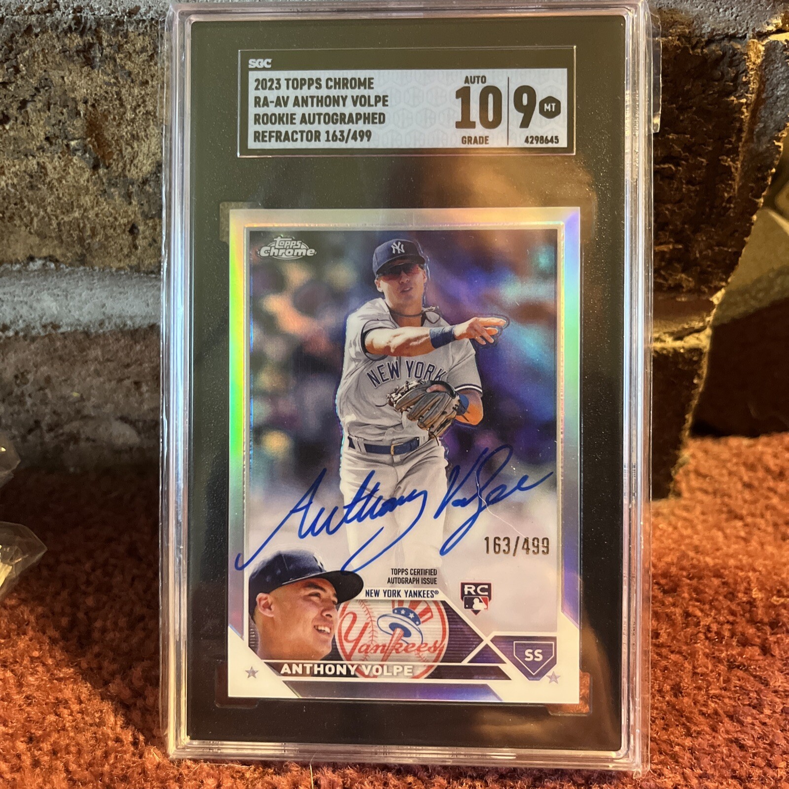 2023 Topps Chrome Anthony Volpe Auto Refractor #d/499 SP Graded SGC 10 RC