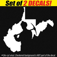 WV State Coal Miner Pick Axe Vinyl Decals Stickers Miners Trump West Virginia 