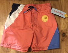 CAT JACK BOYS' SWIM Shorts Coral SZ 2T UPF 50 PROTECTION Toddler Rash Guard