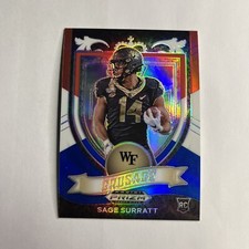 2021 Panini Prizm Draft Picks - Crusade Red White & Blue Prizm #177 Sage Surratt