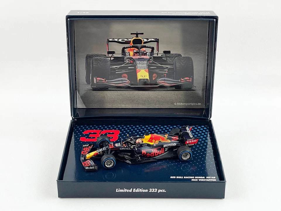 Red Bull F1 RB16B Max Verstappen Belgium SPA 2021 World Champion 1:43 MINICHAMPS - Image 3 of 4