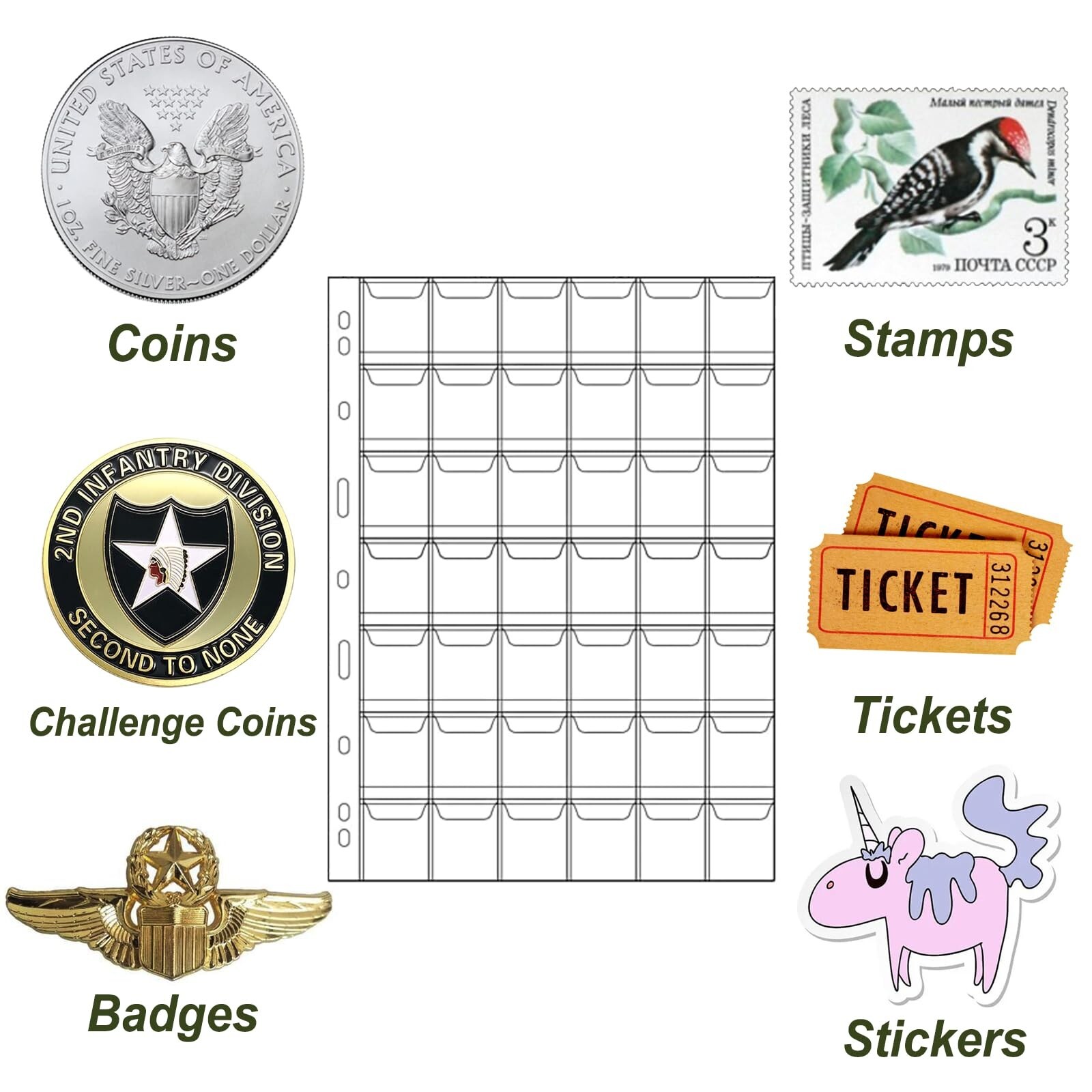 840 Pockets Coin Pages, 20 Sheets Pocket Inserts Collecting Sleeves for ...
