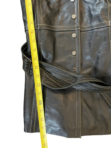 Wilsons Black Leather Button Up Jacket with Collar and Sash Womens Size Small - Picture 8 of 12