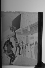 (2) B&W Press Photo Negative School Boys Basketball Game Action Shots T6147
