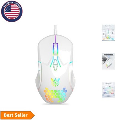 Versatile RGB Lighting Wired Mouse   4 DPI Levels and Ergonomic Honeycomb Design