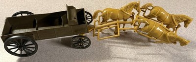  Vintage Plastic Horse-Drawn Wagon   Processed Plastic Co. USA   Lot of 3