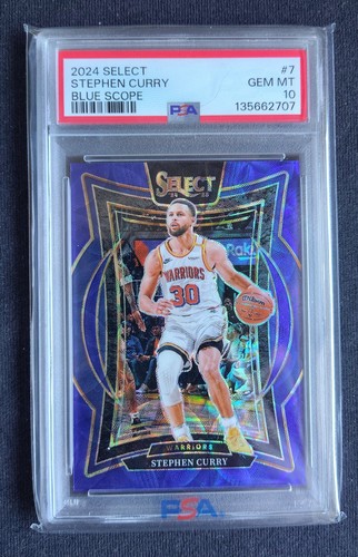 Stephen Curry 2024-25 Panini Select Concourse #7 Blue Scope Prizm /249 PSA 10
