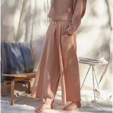 Lunya Cozy Cotton Silk Relaxed Pant in Otium/Tranquil Tan Wide Leg XL NWOT
