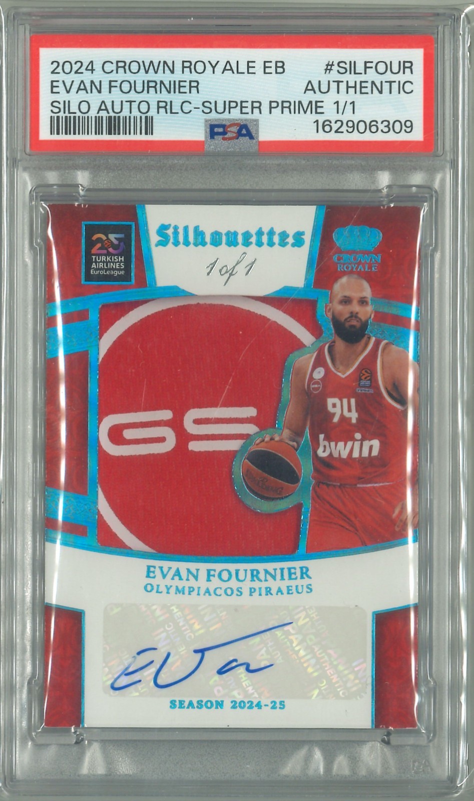2024-25 Panini Crown Royale EuroLeague BK Evan Fournier Silhouettes Auto 1/1! view 2