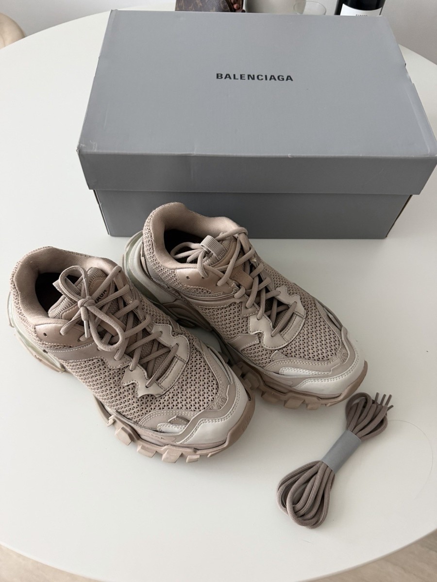 New. Balenciaga Beige/Taupe Track Trainer Sneakers with Box