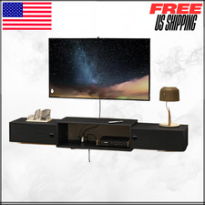 Wall Mounted Floating TV Stand Media Console Under Storage Shelf Black 55"