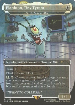 MTG Plankton, Tiny Tyrant *Rainbow Foil* (1926) Secret Lair: SpongeBob NM