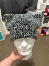 Cat Ear Beanie- Adult - Black and white mix