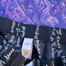 THREE PIECE BUNDLE Victoria's Secret Cotton Plaid Script Button Pajama Pants 