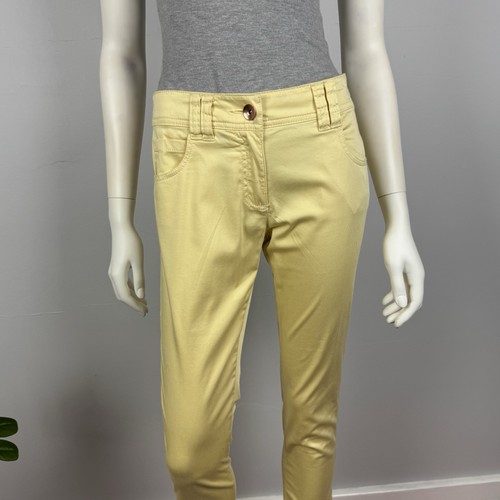 Próxima Talla 10 Pantalones Chinos Regulares Piernas Ajustadas Bolsillos Cinturón Lazos Amarillo Algodón NUEVO - Imagen 2 de 13