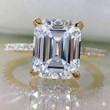 Eleganter Ring 3,70 ct IGI Lab Grown Smaragdschliff Diamant 14k Gelbgold E...