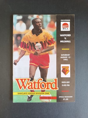 1992 Watford vs Millwall Football Program