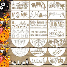 20 Pcs Door Mats Stencils for Painting Halloween, Reusable Large Doormat Stencil