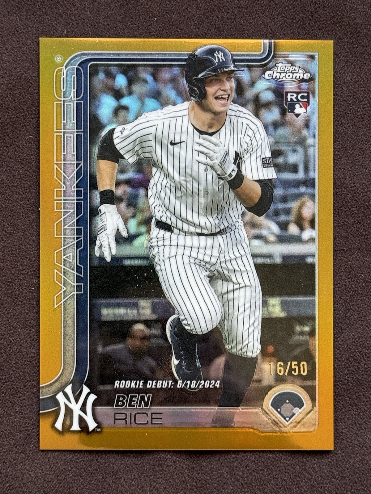 2025 Topps Chrome Update Ben Rice RC Gold Refractor Rookie #/50 Debut #138 Sp