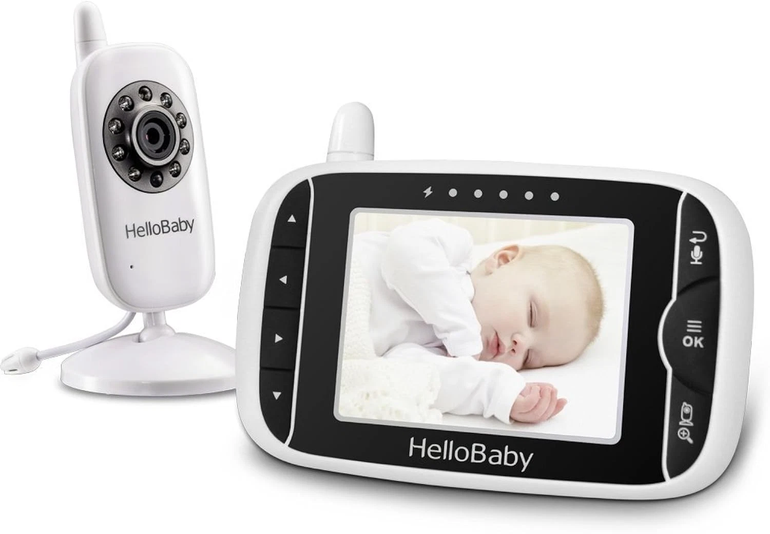 HelloBaby Baby Monitor 3.2" Screen Night Vision 2-Way Talk Temperature Sensor