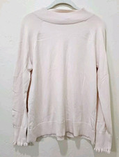 Loft ann taylor sweater mock neck ruffle sleeve hem light pink soft feel size M