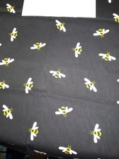 Fabric Black Background Yellow/Black Bees 1 1/2 Yards x 43" 100 Cotton