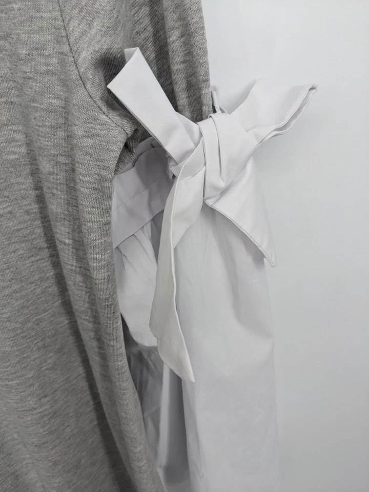 Vestido Cupio Rubor Mujer Pequeño Gris Jaspeado Contraste Corbata Manga Campana CB40706 Foto 4 de 4