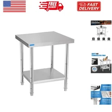 Stainless Steel Table for Prep & Work with Undershelf 18 x 24 Inches NSF Meta...