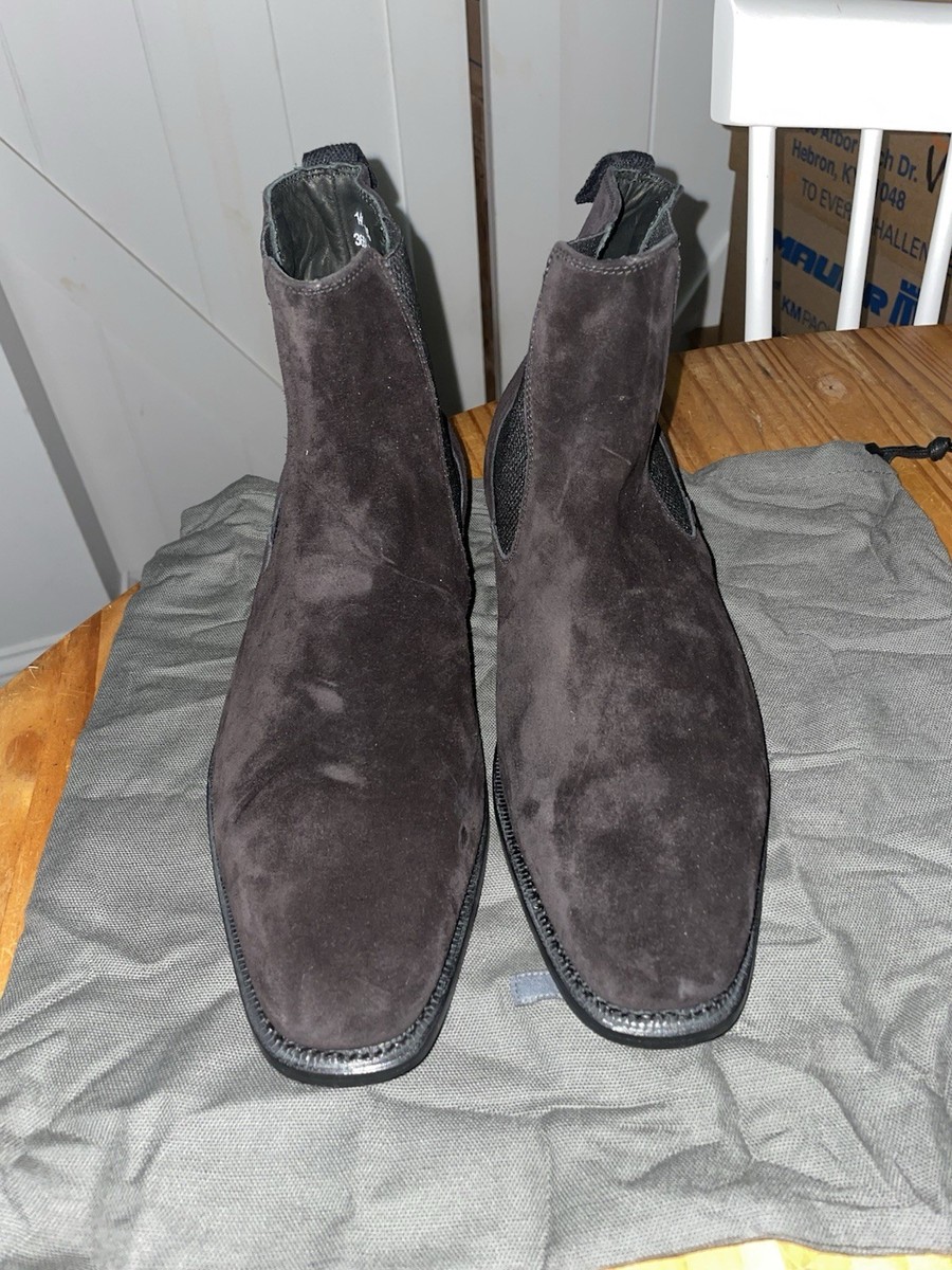 New John Varvatos $698 Amsterdam Chelsea Leather Suede Boots In Black Size: 9.5 John Varvatos Amsterdam Pull On Chelsea Boots In Black  main image 4