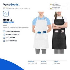 Utopia Kitchen Bib Aprons 2 Pack Adjustable With 2 Pockets 100 Polyester