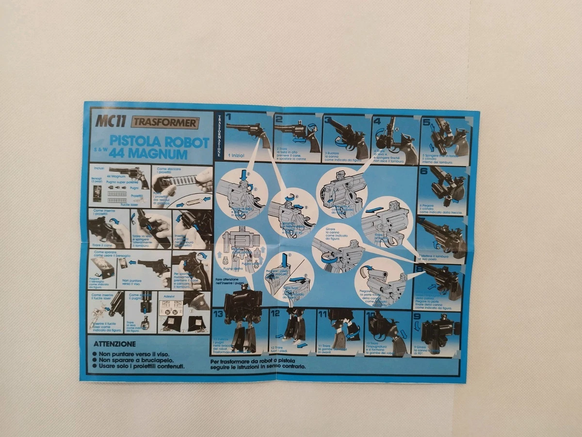 INSTRUCCIONES DIACLONE TRANSFORMER MC 11 PISTOLA ROBOT 44 MAGNUM GIG TAKARA