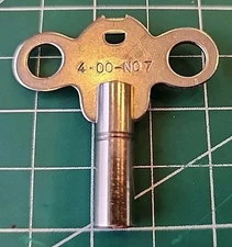 Vtg Chrome over Brass & Steel Clock Winding Key No. 7  India - mjkS1